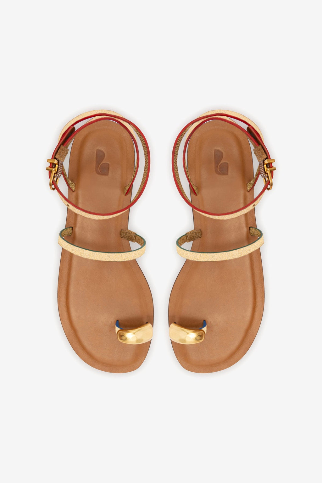 Biarritz Flat Sandal In Gold Metallic Leather