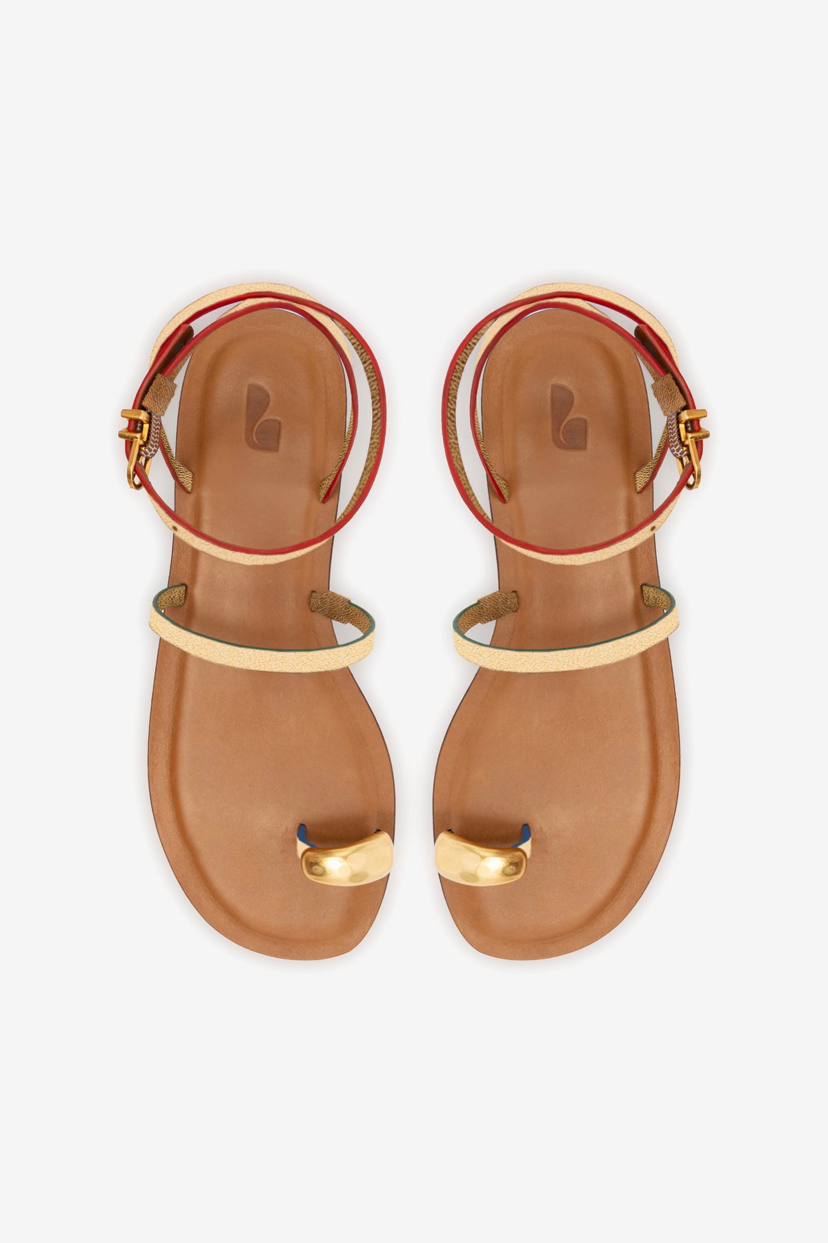 Biarritz Flat Sandal In Gold Metallic Leather