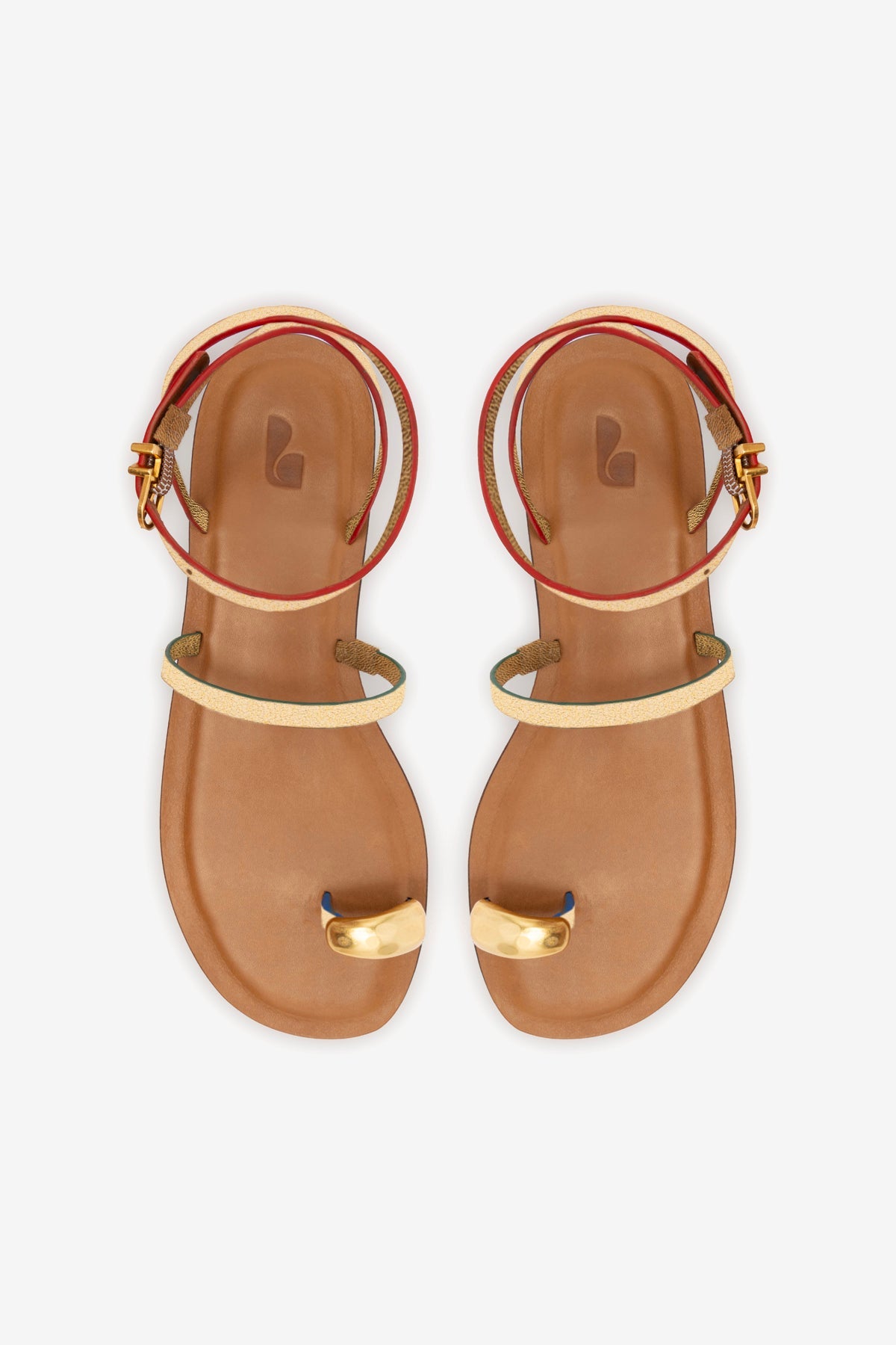 Biarritz Flat Sandal In Gold Metallic Leather