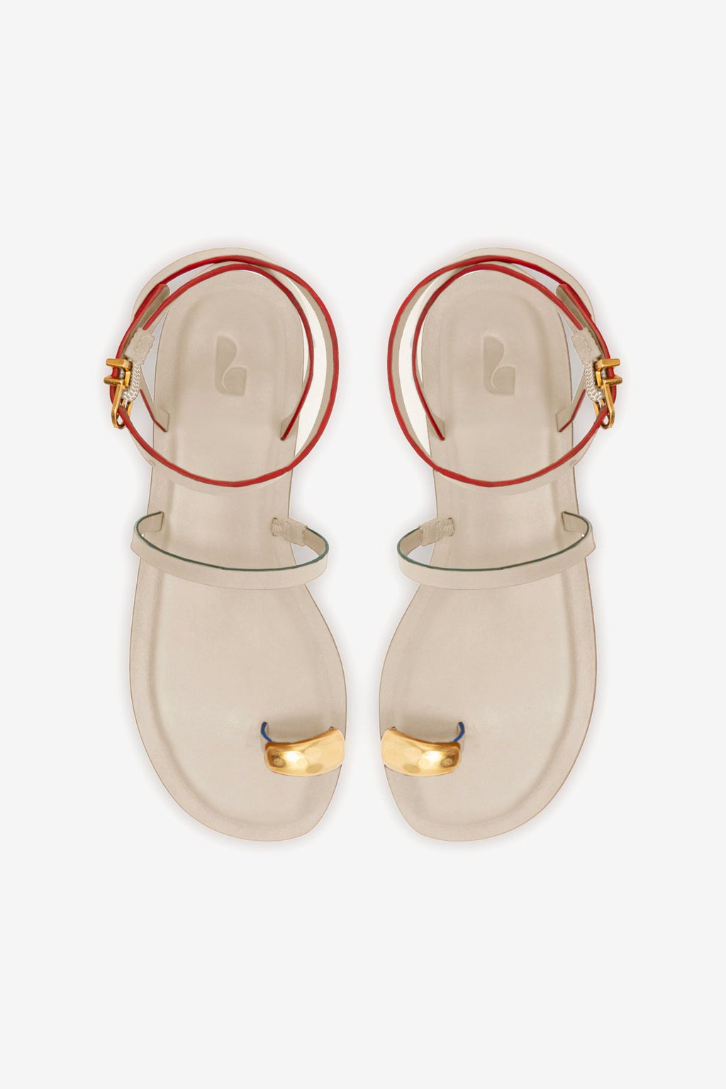 Biarritz Flat Sandal In Ivory Leather