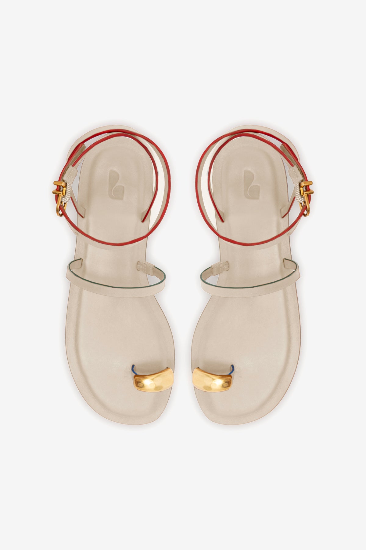 Biarritz Flat Sandal In Ivory Leather