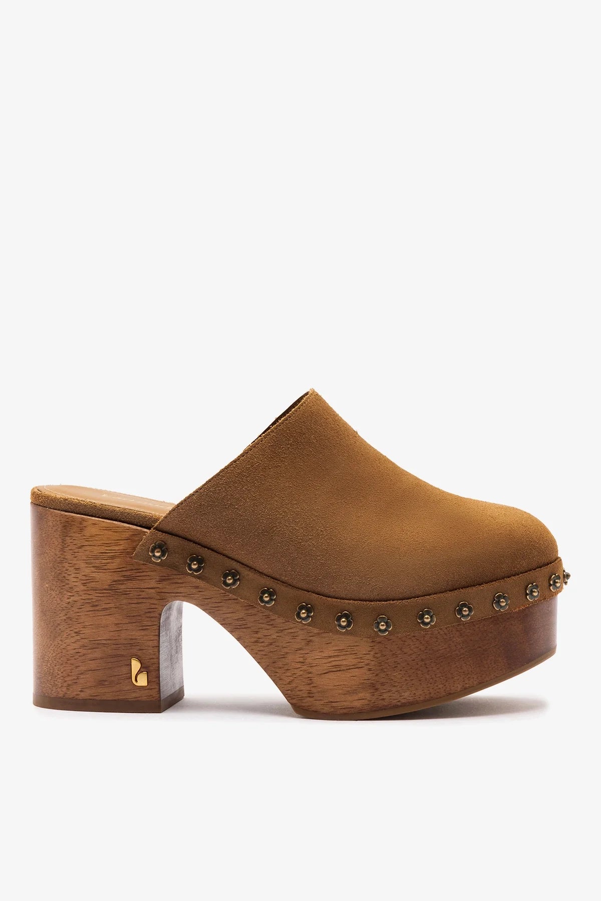 Miso Wooden Platform Clog In Peanut Suede