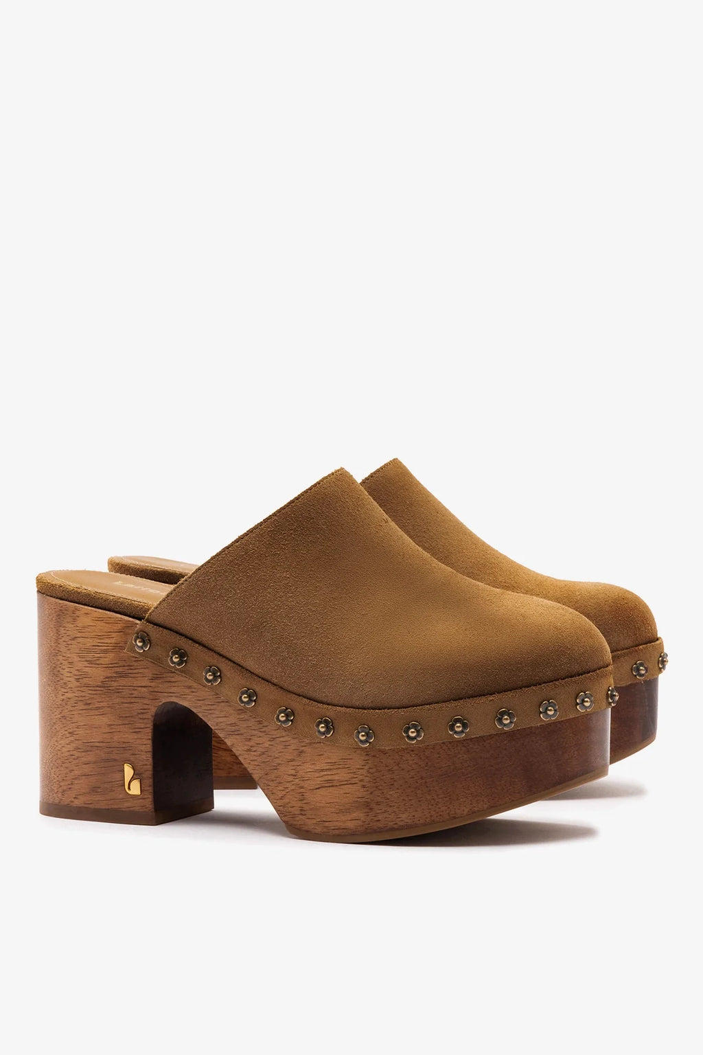Miso Wooden Platform Clog In Peanut Suede