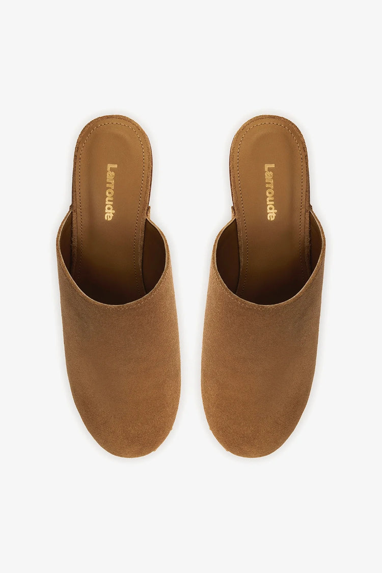 Miso Wooden Platform Clog In Peanut Suede