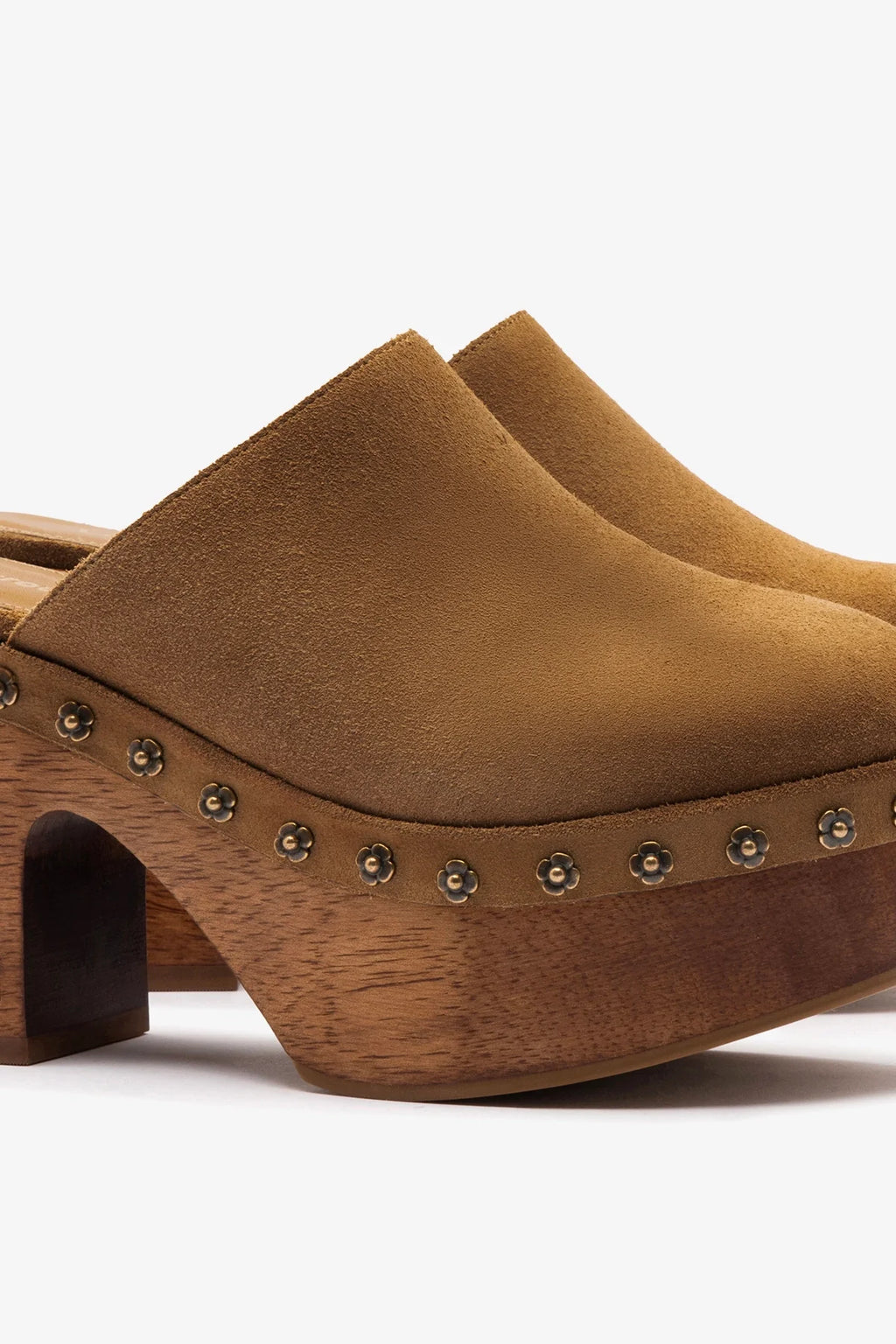 Miso Wooden Platform Clog In Peanut Suede